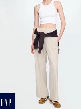 GapFit Tech High Rise Split-Hem Pants Bedrock Beige XS